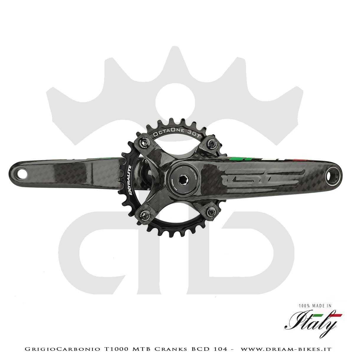 Pedivelle GrigioCarbonio MTB T1000 - BCD 104 mm - 269 gr.