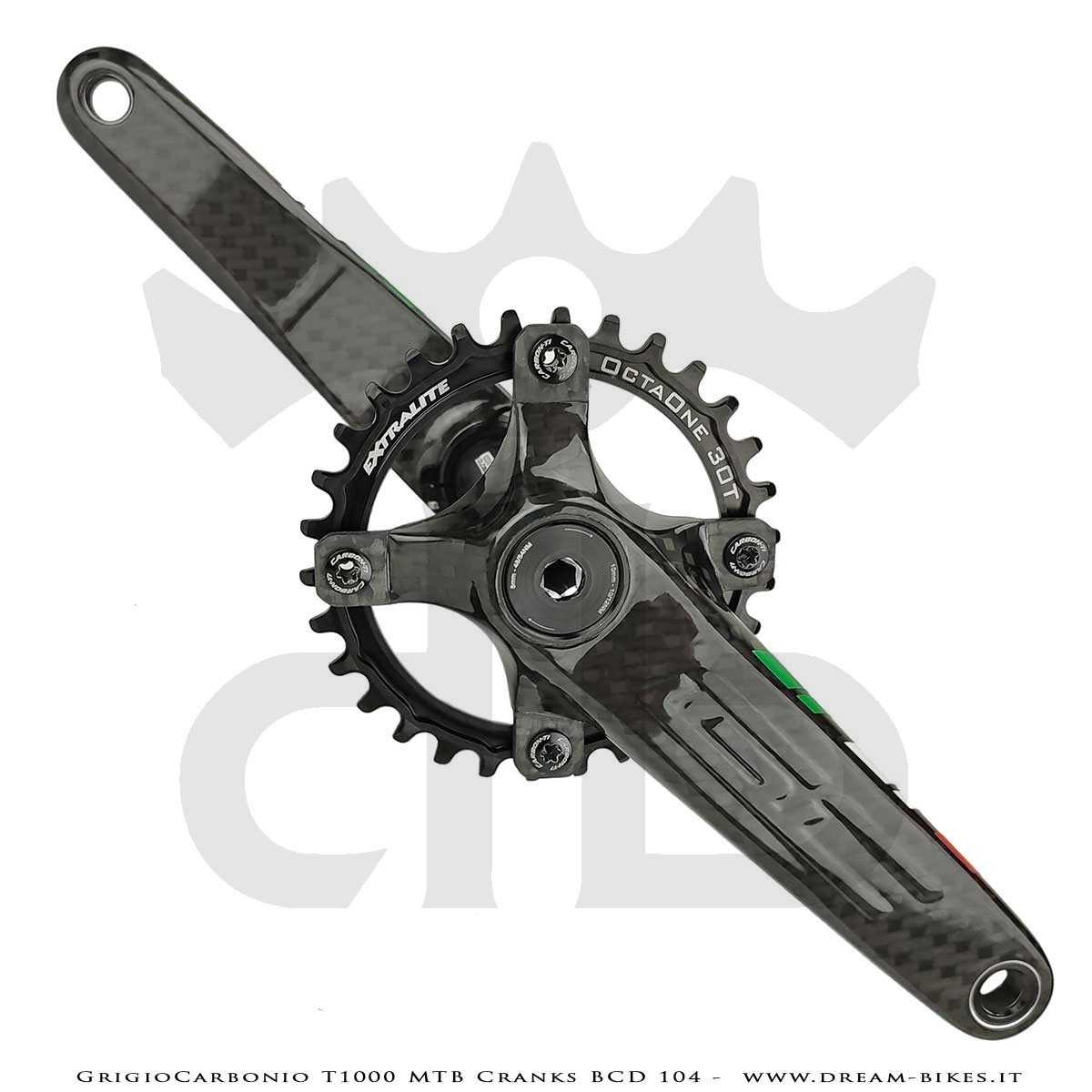 Pedivelle GrigioCarbonio MTB T1000 - BCD 104 mm - 269 gr.