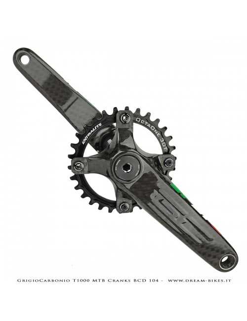 Pedivelle GrigioCarbonio MTB T1000 - BCD 104 mm - 269 gr.