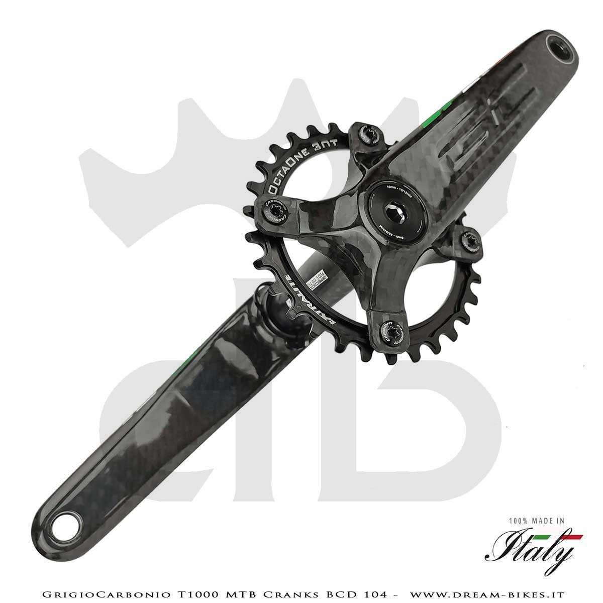 Pedivelle GrigioCarbonio MTB T1000 - BCD 104 mm - 269 gr.