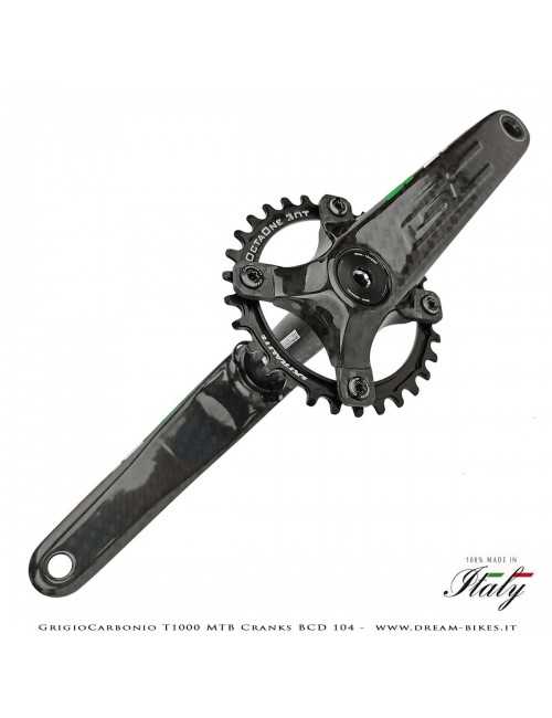 Pedivelle GrigioCarbonio MTB T1000 - BCD 104 mm - 269 gr.