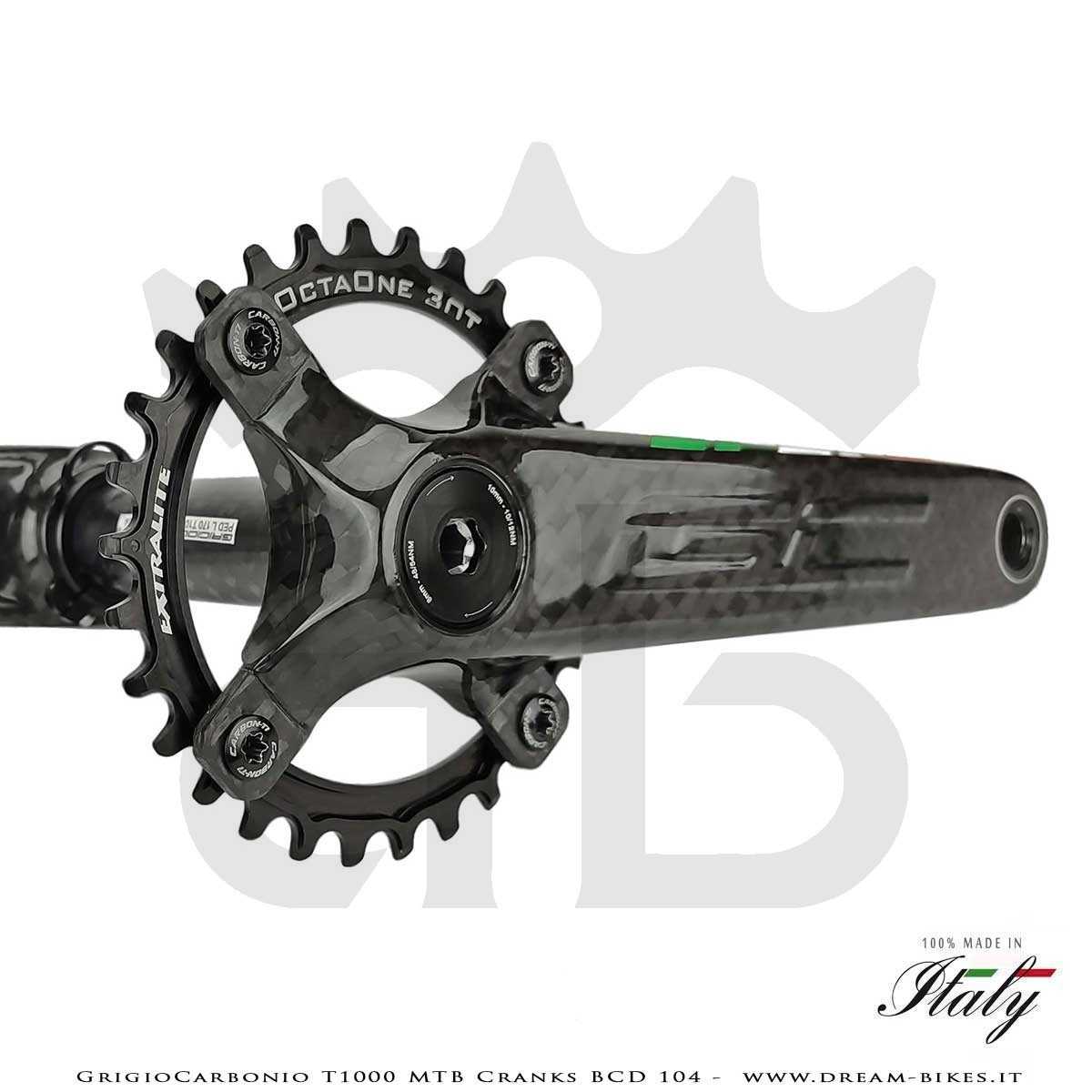 Pedivelle GrigioCarbonio MTB T1000 - BCD 104 mm - 269 gr.