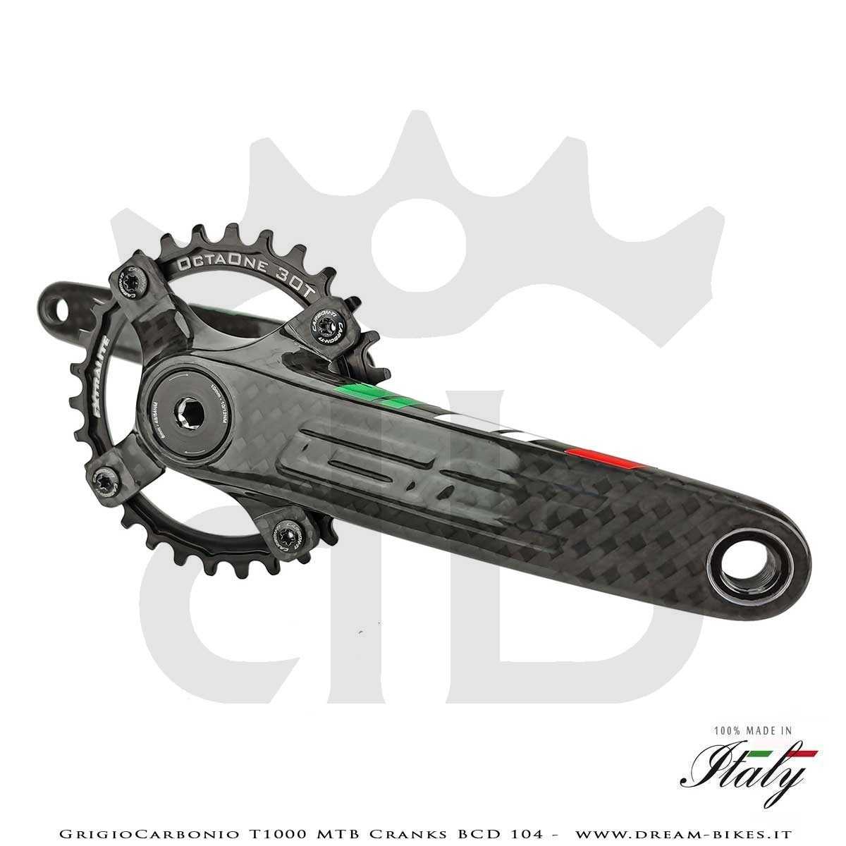 Pedivelle GrigioCarbonio MTB T1000 - BCD 104 mm - 269 gr.