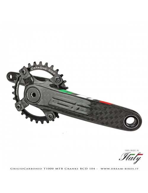 Pedivelle GrigioCarbonio MTB T1000 - BCD 104 mm - 269 gr.
