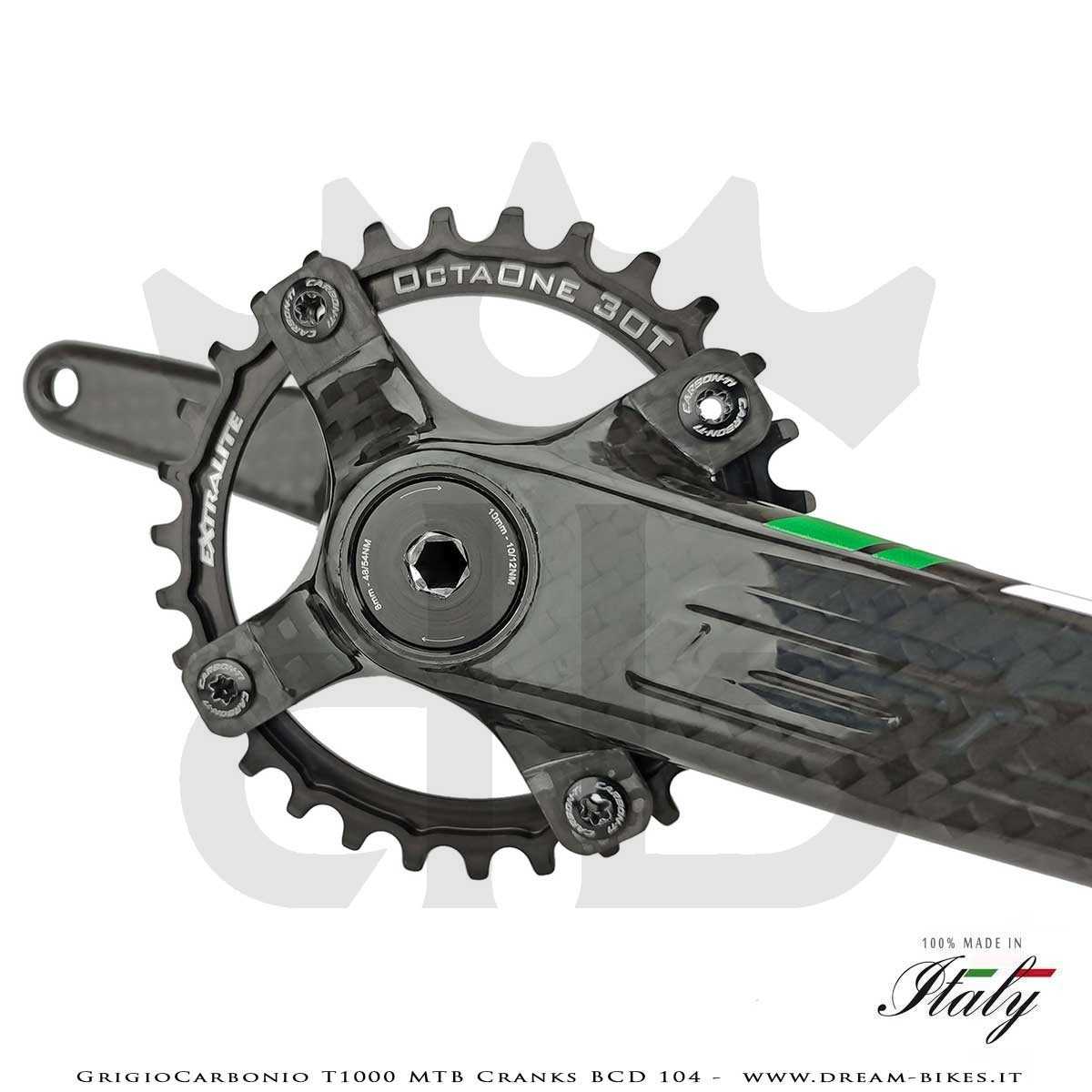 Pedivelle GrigioCarbonio MTB T1000 - BCD 104 mm - 269 gr.