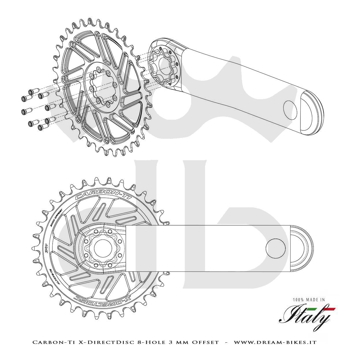 Carbon-Ti X-DirectDisc 8-Hole 3 mm Offset Ultralight Direct Mount Chainring For Sram Eagle XX SL, XX, XO, GX From 58 gr.