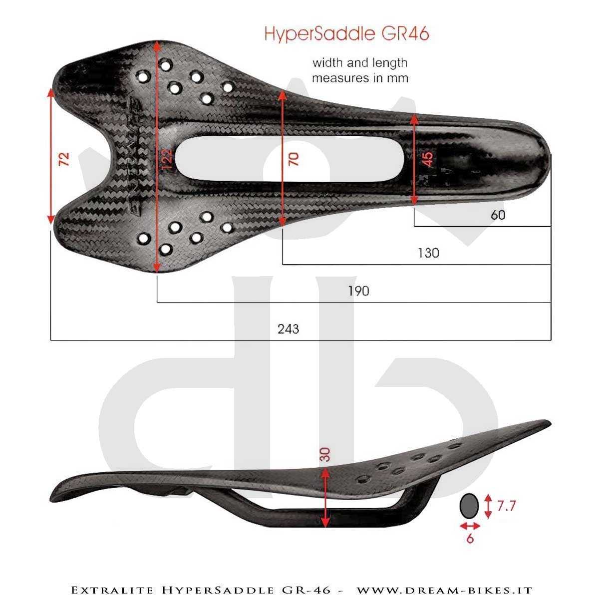 Extralite HyperSaddle GR-46 Sella Full Carbon Ultraleggera 46 gr.