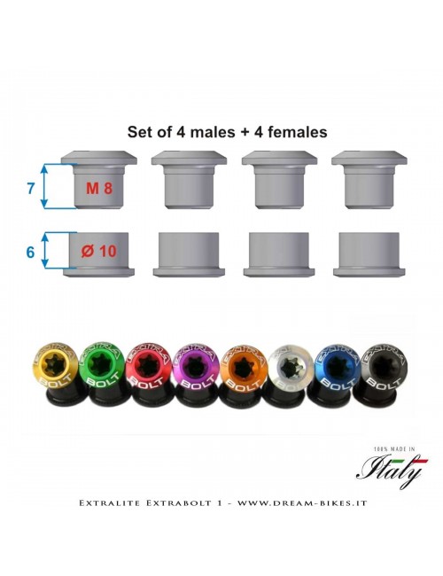 Extralite ExtraBolt 1 Ultralight Chainring Bolts Kit (4 Males + 4 Females)