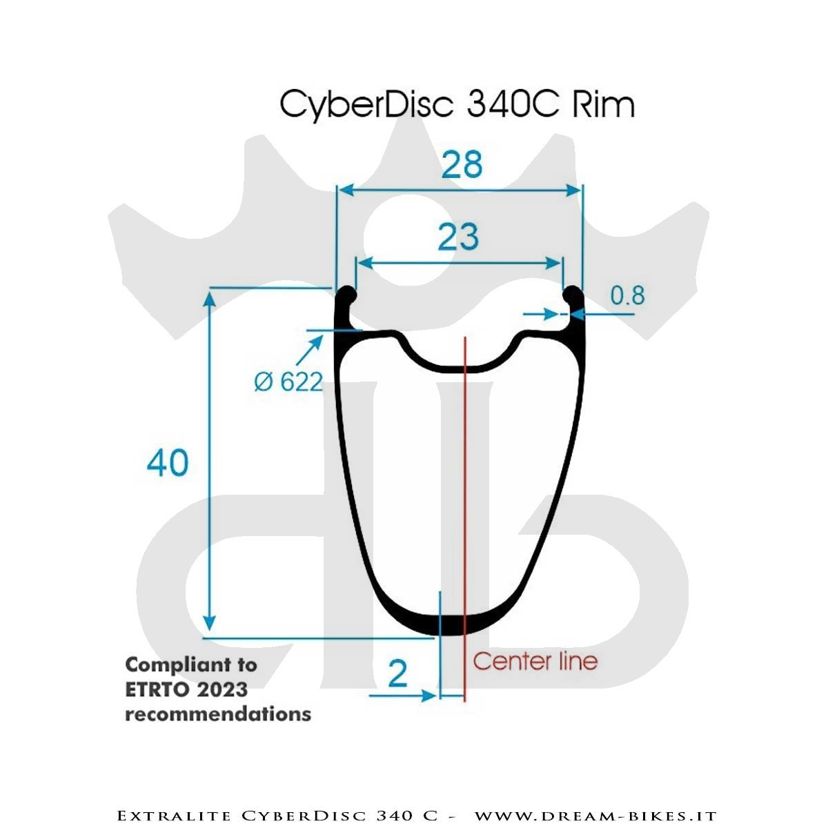 Extralite CyberDisc 340 C Ruote Strada Disco Copertonicino-Tubeless Profilo 40 mm da 890 gr.