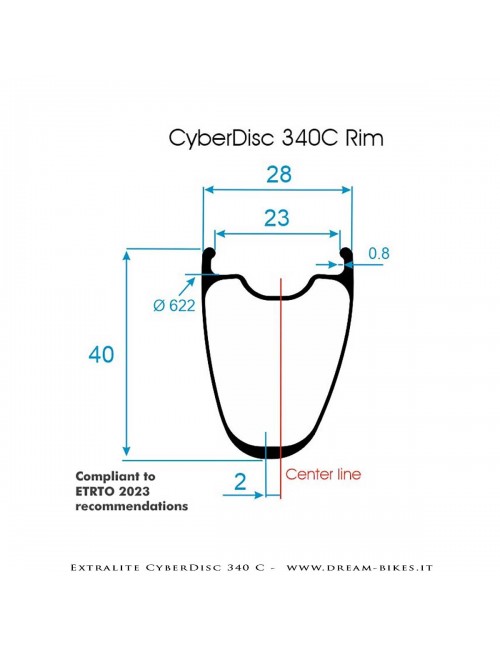 Extralite CyberDisc 340 C Clincher-Tubeless Disc Road Wheels 40 mm from 890 gr.