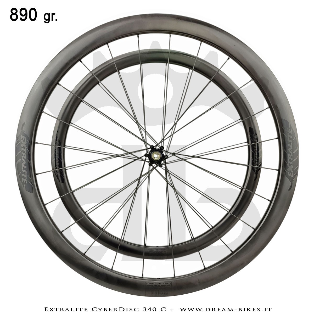 Extralite CyberDisc 340 C Clincher-Tubeless Disc Road Wheels 40 mm from 890 gr.