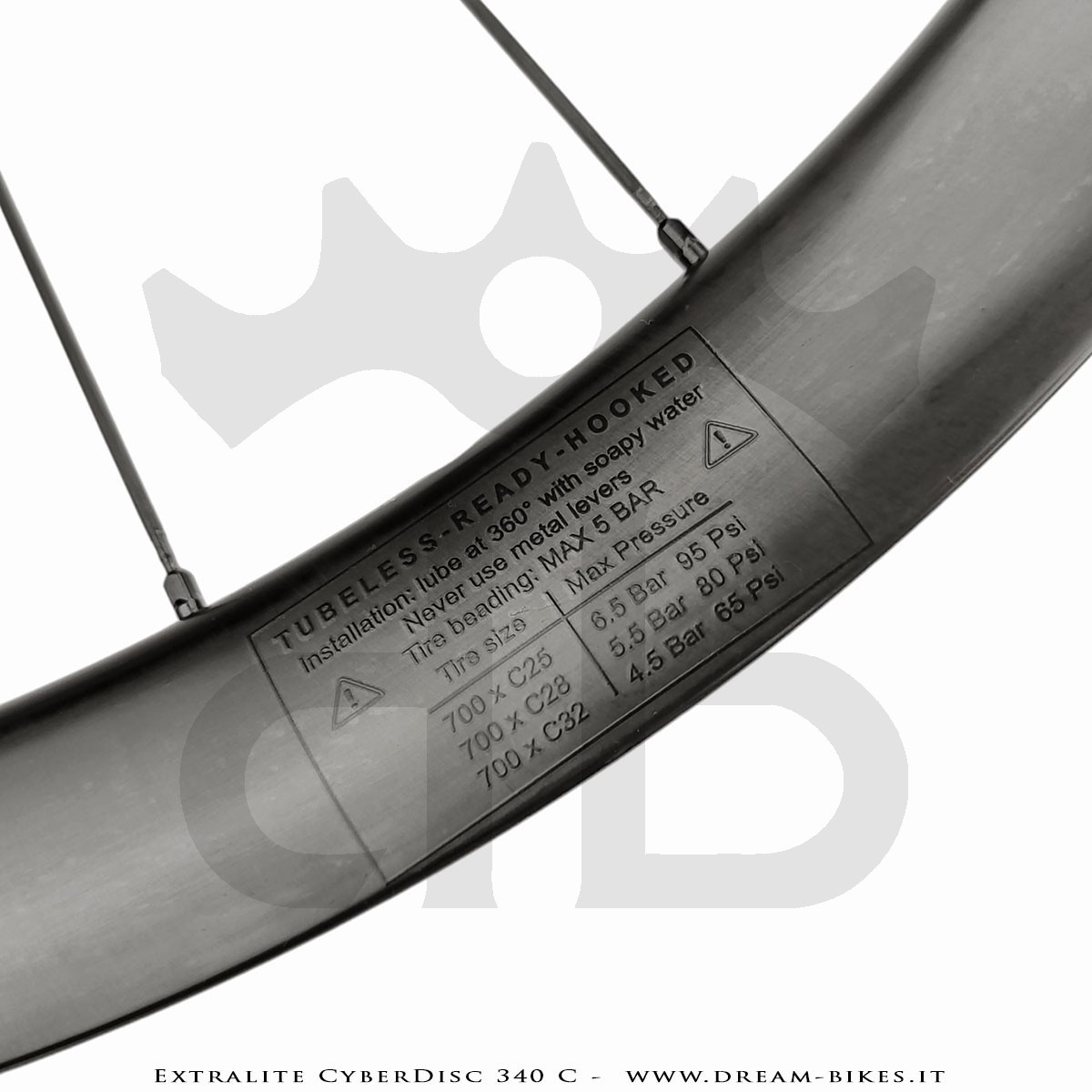 Extralite CyberDisc 340 C Ruote Strada Disco Copertonicino-Tubeless Profilo 40 mm da 890 gr.