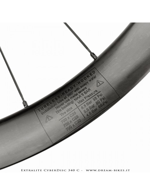 Extralite CyberDisc 340 C Clincher-Tubeless Disc Road Wheels 40 mm from 890 gr.