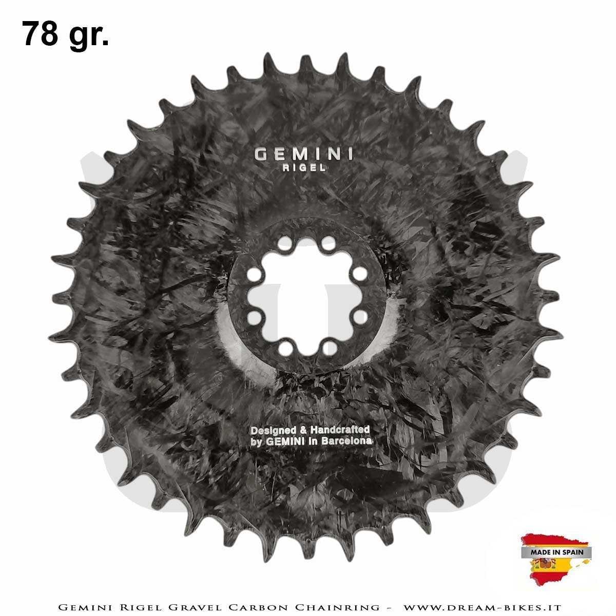 Gemini Rigel Ultralight Forged Carbon Fiber Direct Mount (6.5 mm Offset) Gravel/Road Racing Chainring, From 78 gr.