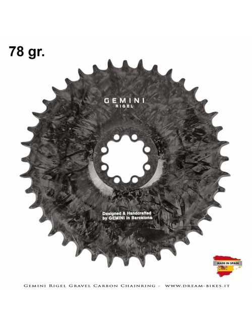 Gemini Rigel Ultralight Forged Carbon Fiber Direct Mount (6.5 mm Offset) Gravel Chainring, From 78 gr.