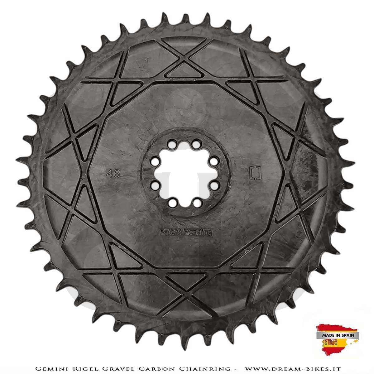 Gemini Rigel Ultralight Forged Carbon Fiber Direct Mount (6.5 mm Offset) Gravel/Road Racing Chainring, From 78 gr.
