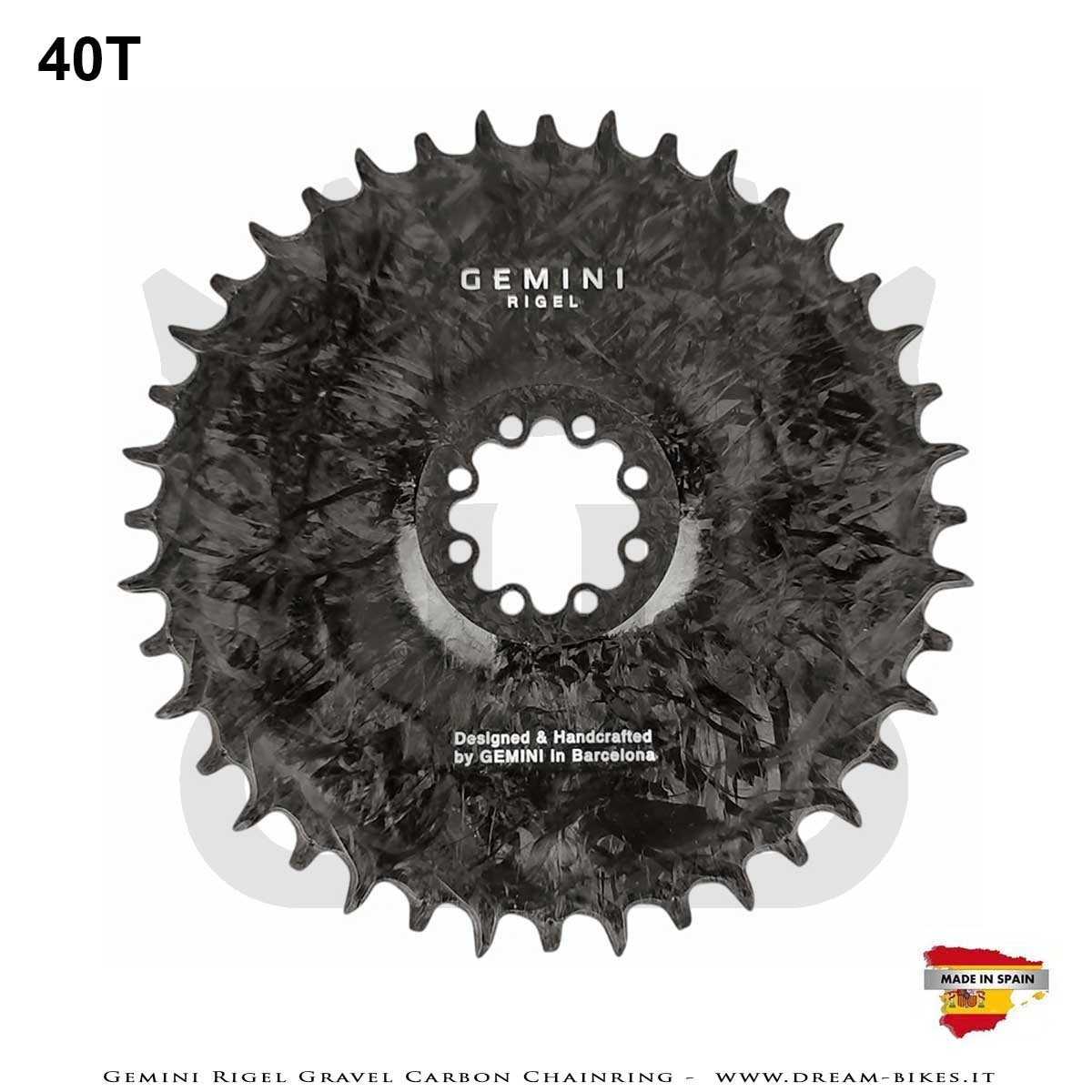 Gemini Rigel Ultralight Forged Carbon Fiber Direct Mount (6.5 mm Offset) Gravel/Road Racing Chainring, From 78 gr.