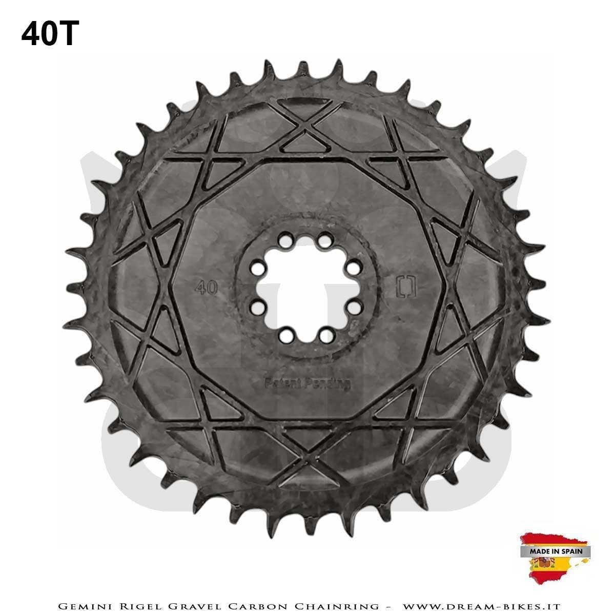 Gemini Rigel Ultralight Forged Carbon Fiber Direct Mount (6.5 mm Offset) Gravel/Road Racing Chainring, From 78 gr.