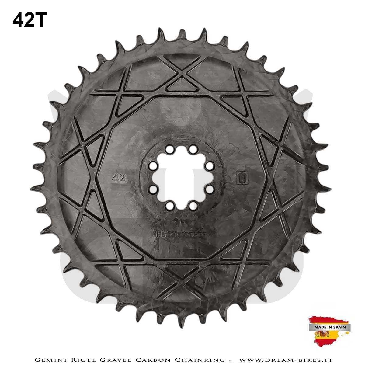Gemini Rigel Ultralight Forged Carbon Fiber Direct Mount (6.5 mm Offset) Gravel/Road Racing Chainring, From 78 gr.