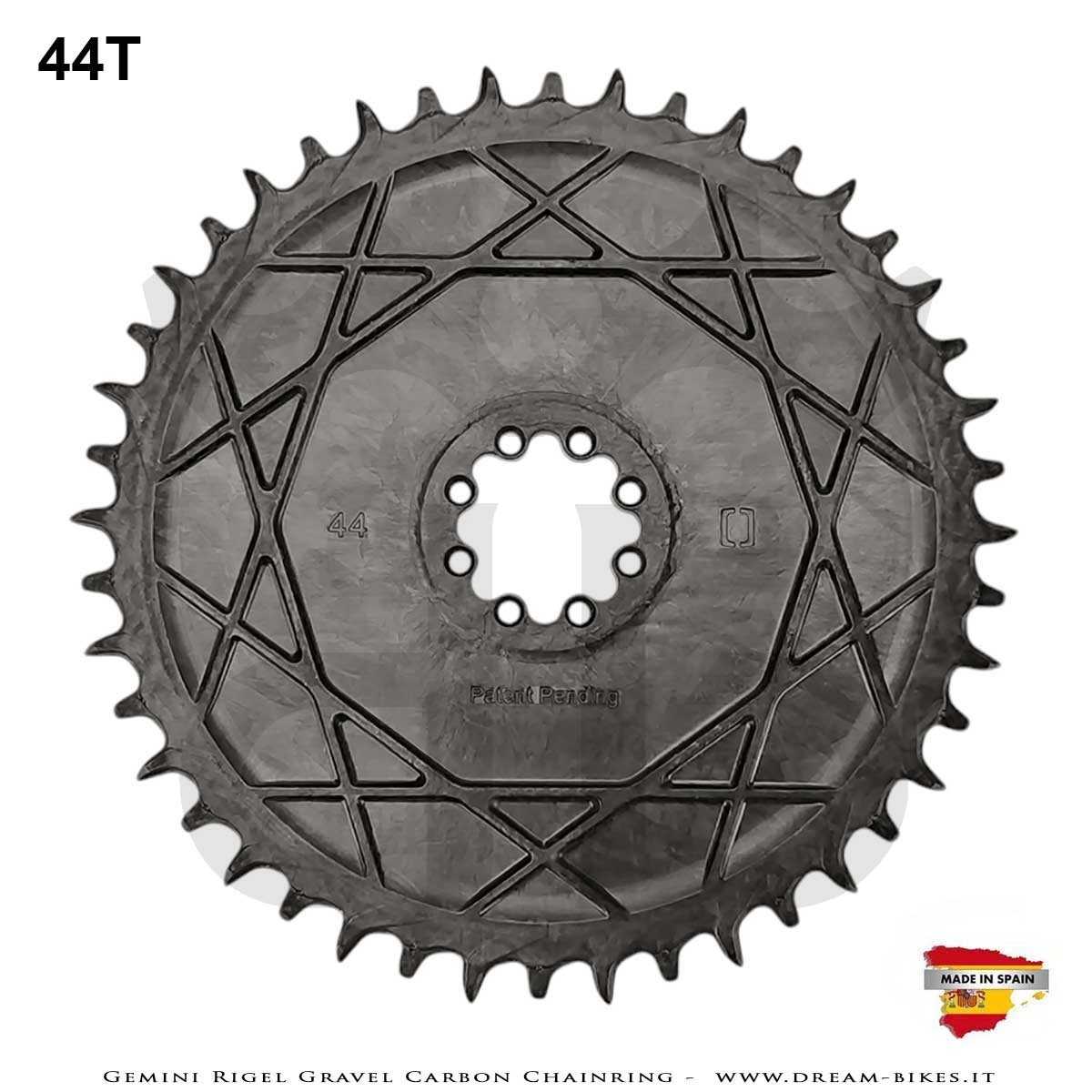 Gemini Rigel Ultralight Forged Carbon Fiber Direct Mount (6.5 mm Offset) Gravel/Road Racing Chainring, From 78 gr.