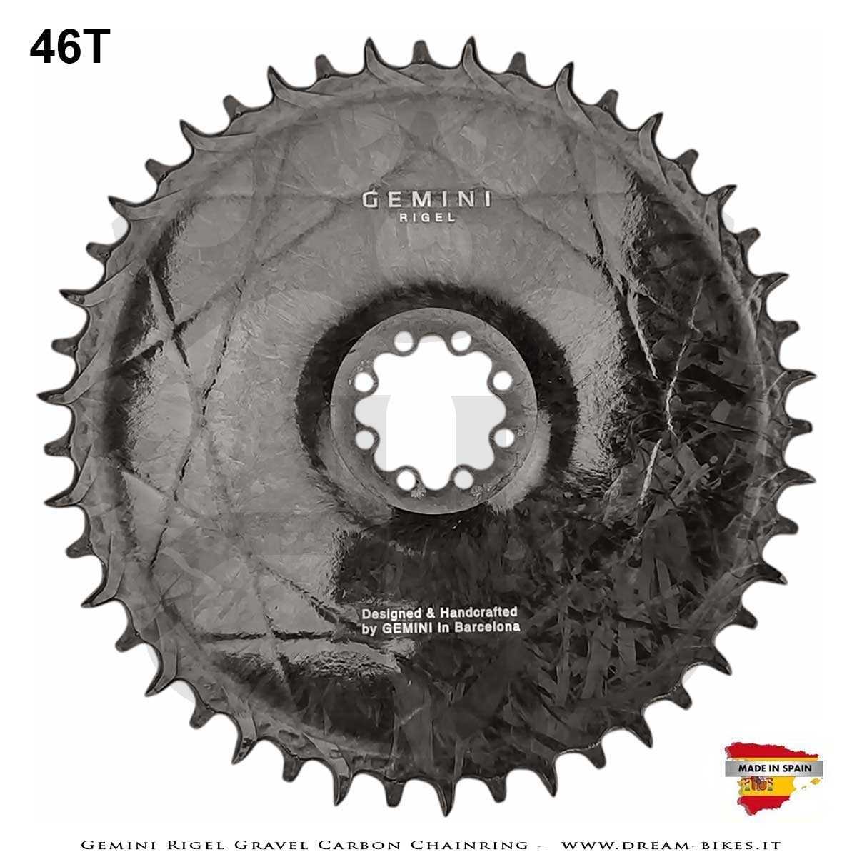 Gemini Rigel Ultralight Forged Carbon Fiber Direct Mount (6.5 mm Offset) Gravel/Road Racing Chainring, From 78 gr.