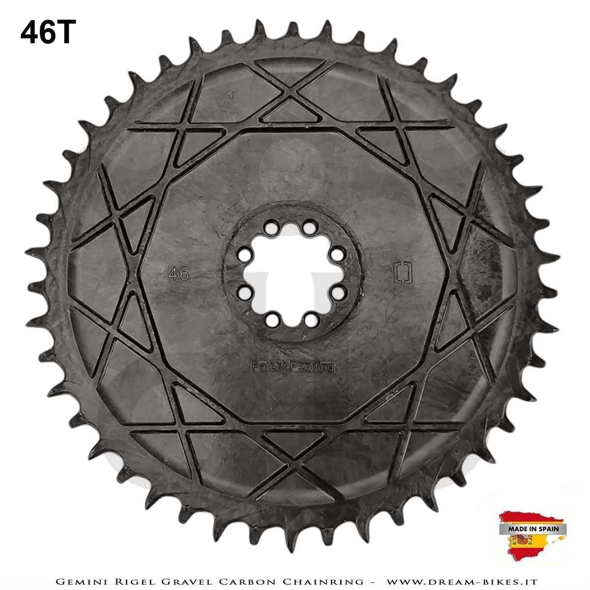 Gemini Rigel Ultralight Forged Carbon Fiber Direct Mount (6.5 mm Offset) Gravel/Road Racing Chainring, From 78 gr.