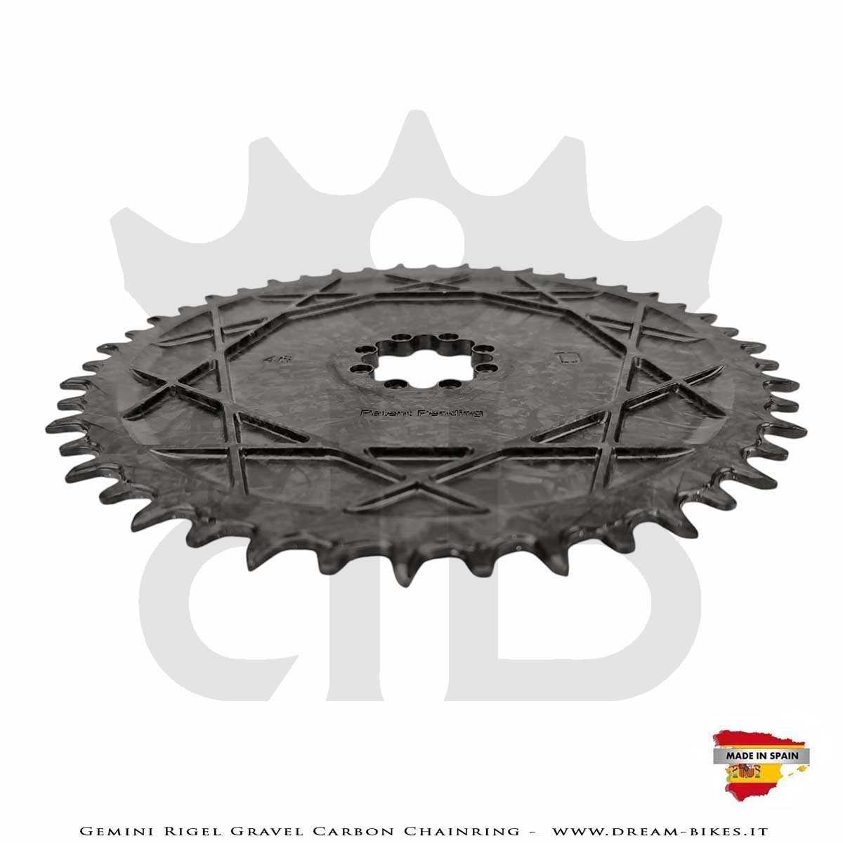 Gemini Rigel Ultralight Forged Carbon Fiber Direct Mount (6.5 mm Offset) Gravel/Road Racing Chainring, From 78 gr.