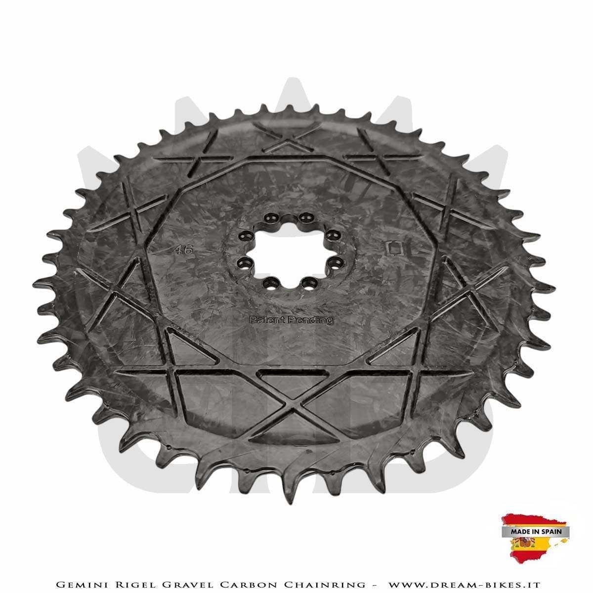 Gemini Rigel Ultralight Forged Carbon Fiber Direct Mount (6.5 mm Offset) Gravel/Road Racing Chainring, From 78 gr.