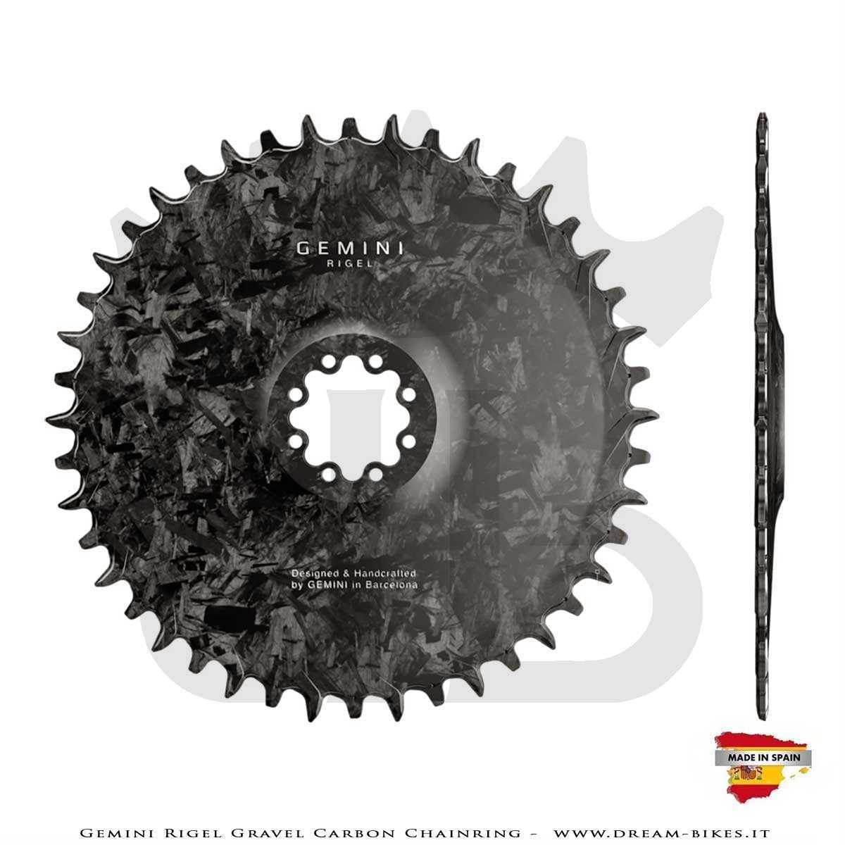 Gemini Rigel Ultralight Forged Carbon Fiber Direct Mount (6.5 mm Offset) Gravel/Road Racing Chainring, From 78 gr.
