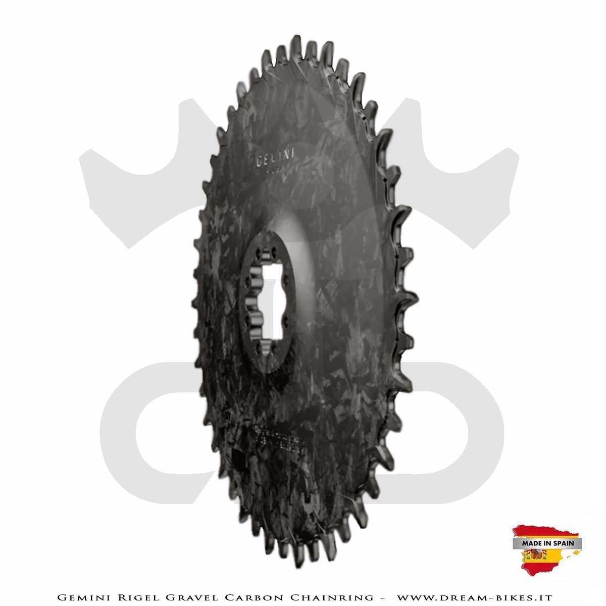 Gemini Rigel Ultralight Forged Carbon Fiber Direct Mount (6.5 mm Offset) Gravel/Road Racing Chainring, From 78 gr.