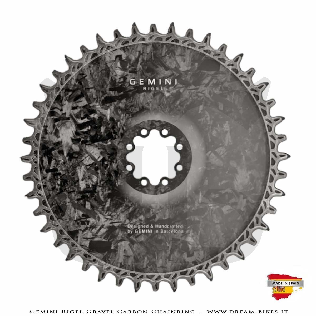 Gemini Rigel Ultralight Forged Carbon Fiber Direct Mount (6.5 mm Offset) Gravel Chainring, From 78 gr.