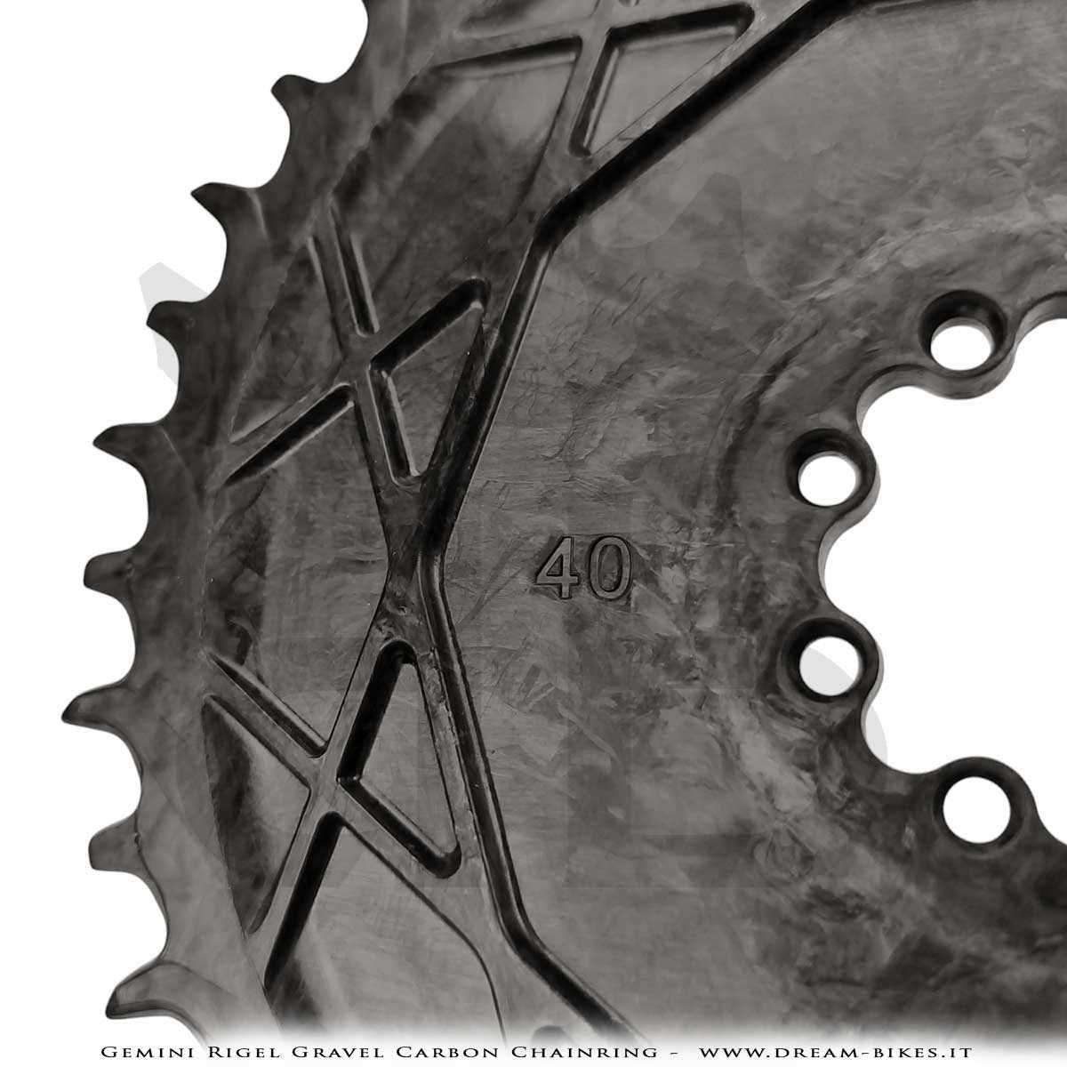 Gemini Rigel Ultralight Forged Carbon Fiber Direct Mount (6.5 mm Offset) Gravel/Road Racing Chainring, From 78 gr.