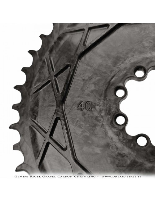 Gemini Rigel Ultralight Forged Carbon Fiber Direct Mount (6.5 mm Offset) Gravel Chainring, From 78 gr.