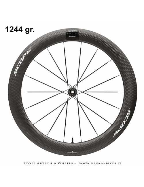 Scope Artech 6 Clincher-Tubeless Disc Road Wheels 65 mm Profile, 1244 gr.