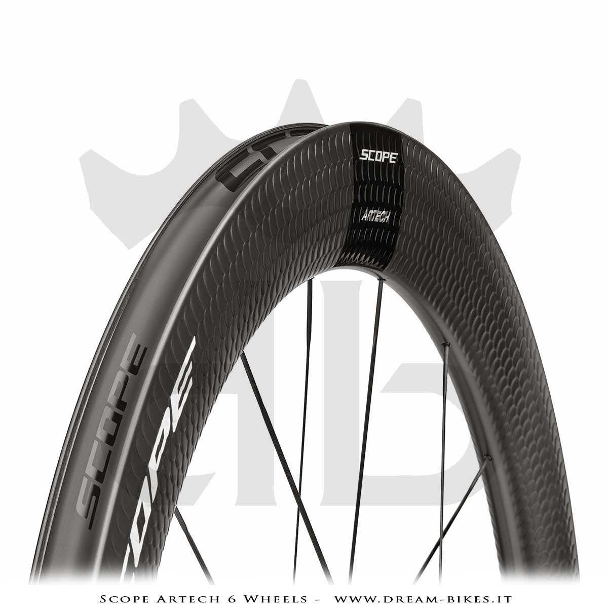 Scope Artech 6 Clincher-Tubeless Disc Road Wheels 65 mm Profile, 1244 gr.