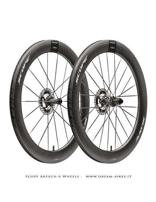 Scope Artech 6 Clincher-Tubeless Disc Road Wheels 65 mm Profile, 1244 gr.