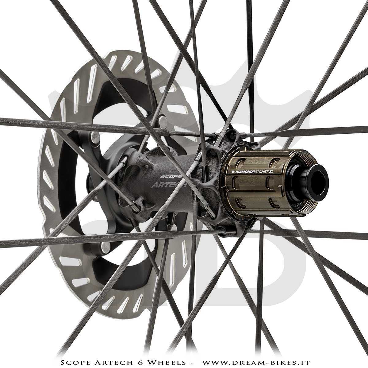 Scope Artech 6 Clincher-Tubeless Disc Road Wheels 65 mm Profile, 1244 gr.