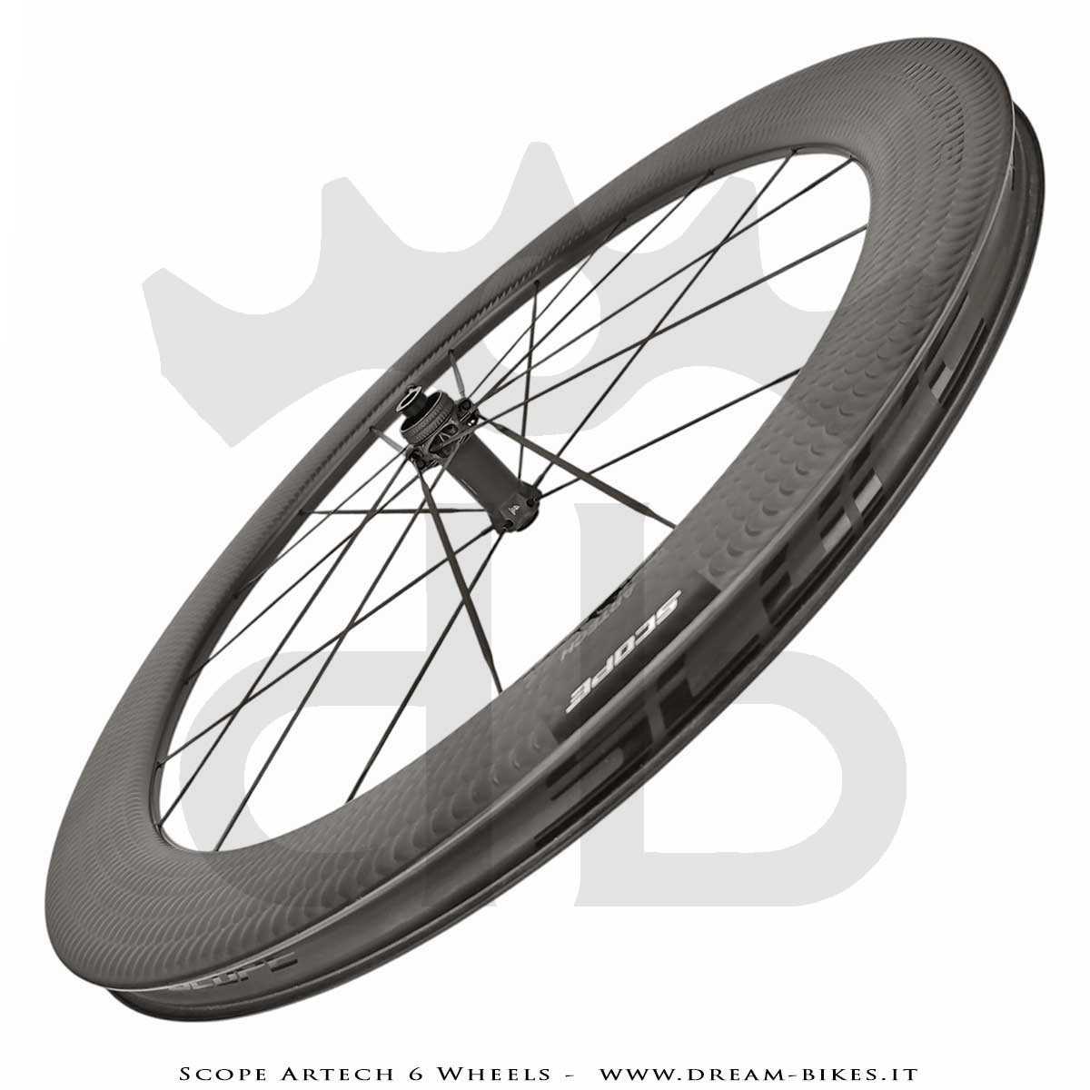 Scope Artech 6 Clincher-Tubeless Disc Road Wheels 65 mm Profile, 1244 gr.