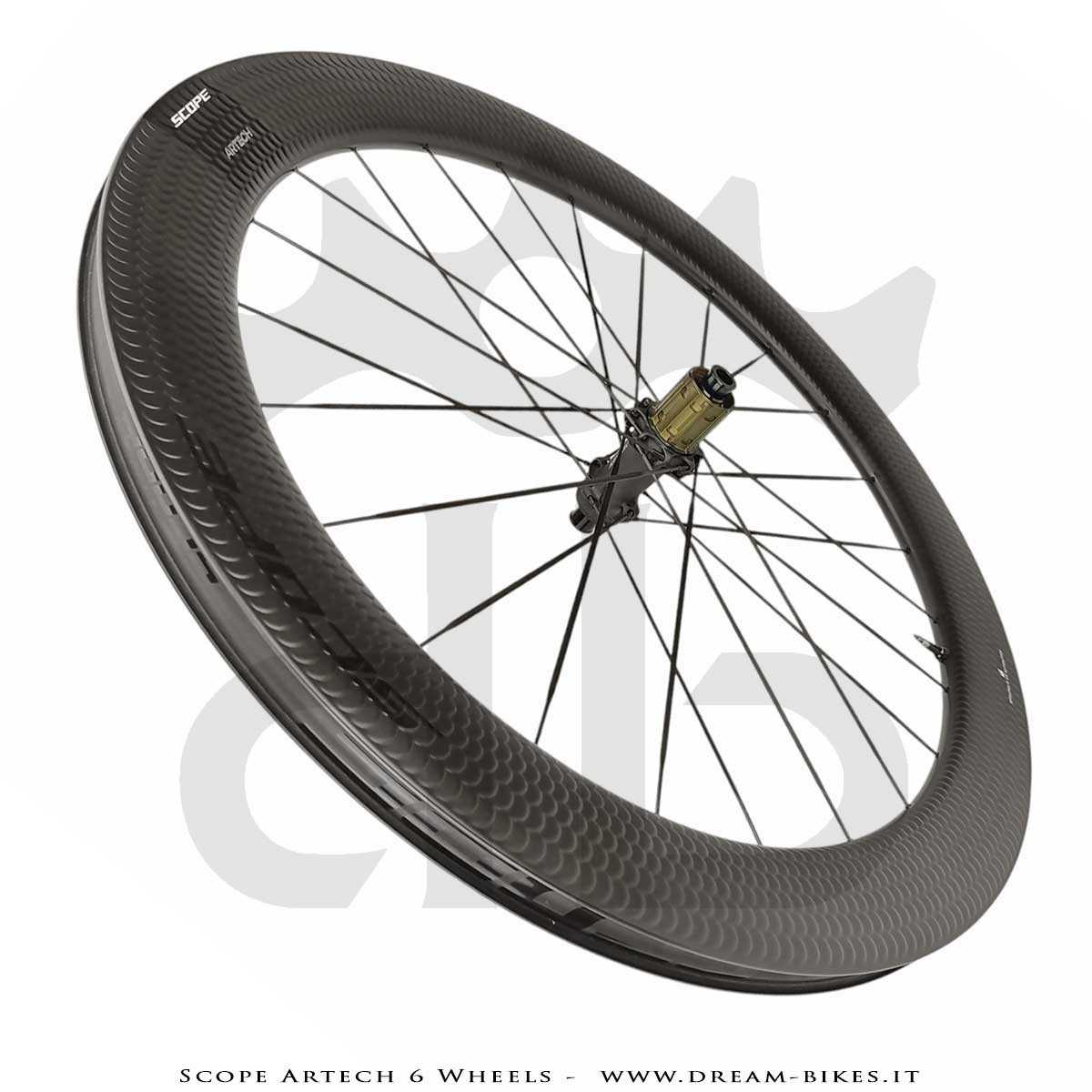 Scope Artech 6 Clincher-Tubeless Disc Road Wheels 65 mm Profile, 1244 gr.