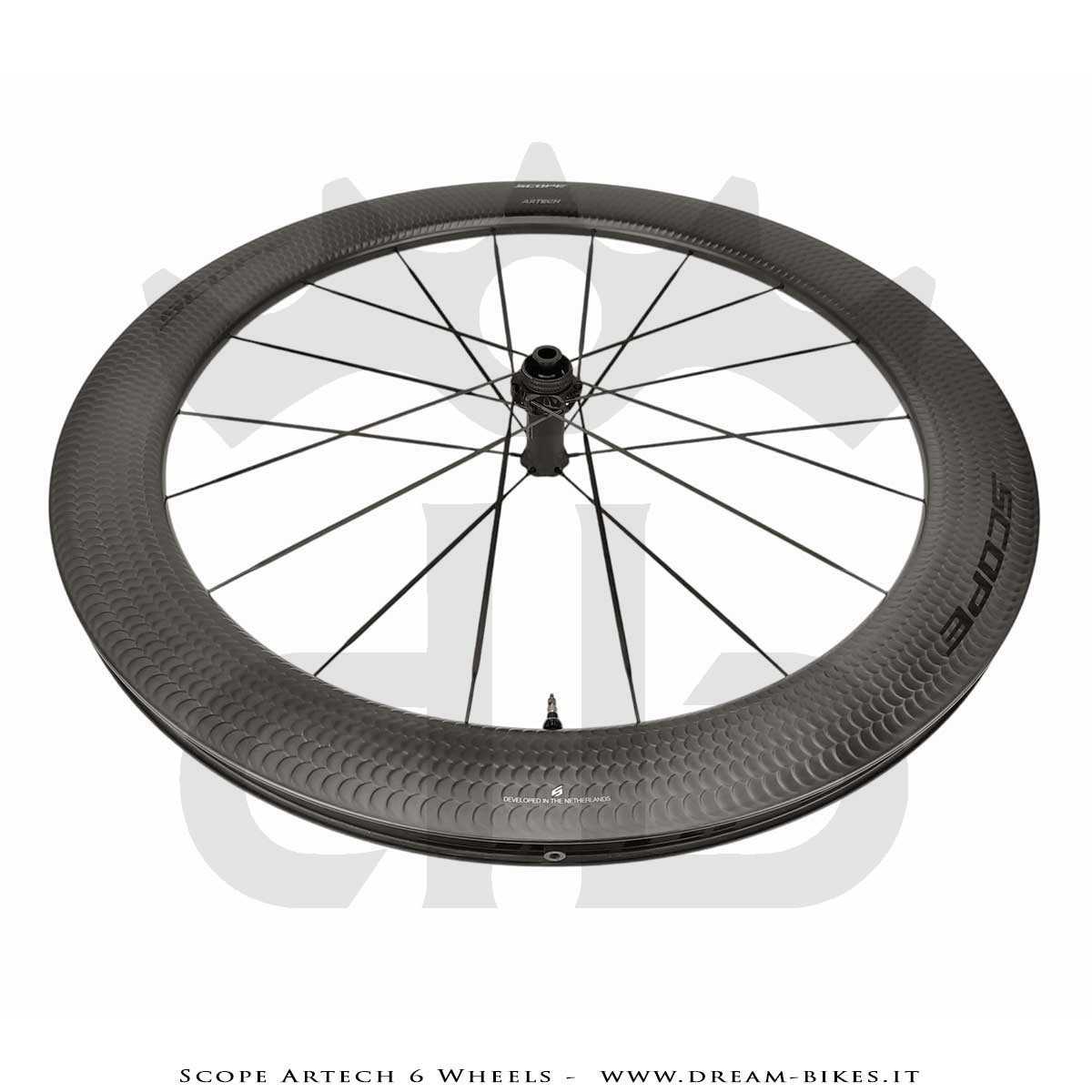 Scope Artech 6 Clincher-Tubeless Disc Road Wheels 65 mm Profile, 1244 gr.