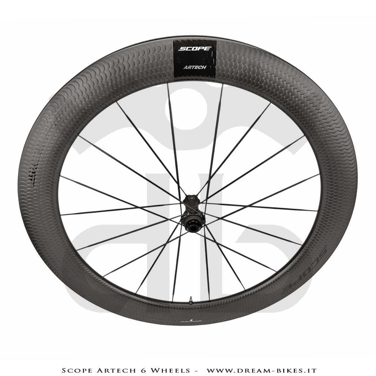 Scope Artech 6 Clincher-Tubeless Disc Road Wheels 65 mm Profile, 1244 gr.