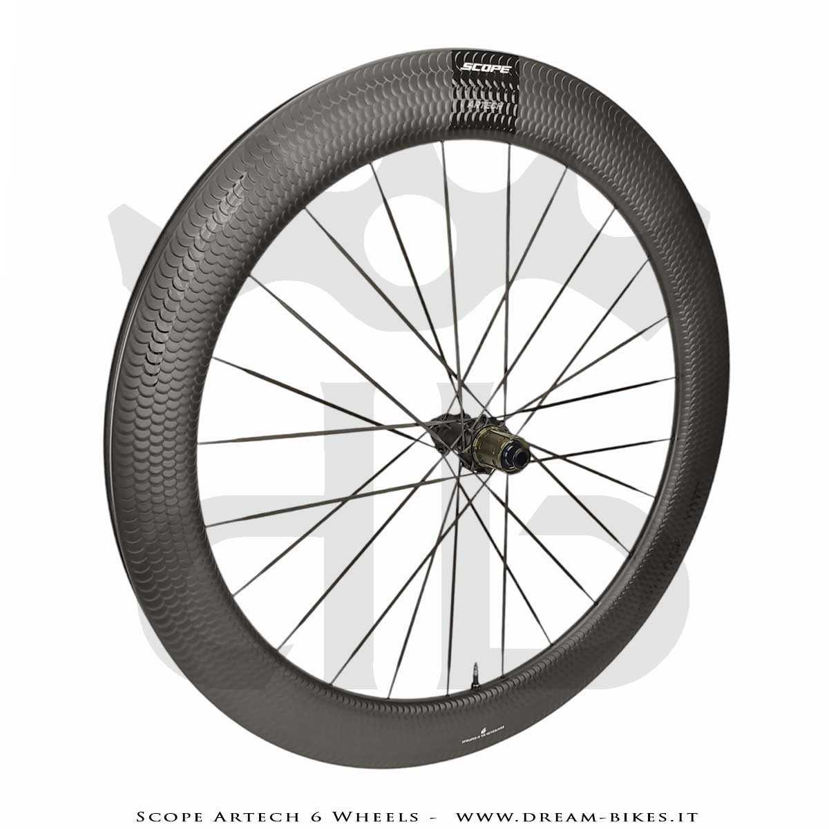 Scope Artech 6 Clincher-Tubeless Disc Road Wheels 65 mm Profile, 1244 gr.