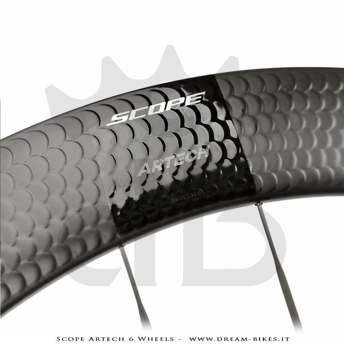 Scope Artech 6 Clincher-Tubeless Disc Road Wheels 65 mm Profile, 1244 gr.