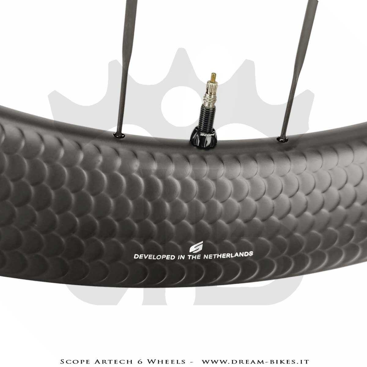 Scope Artech 6 Clincher-Tubeless Disc Road Wheels 65 mm Profile, 1244 gr.