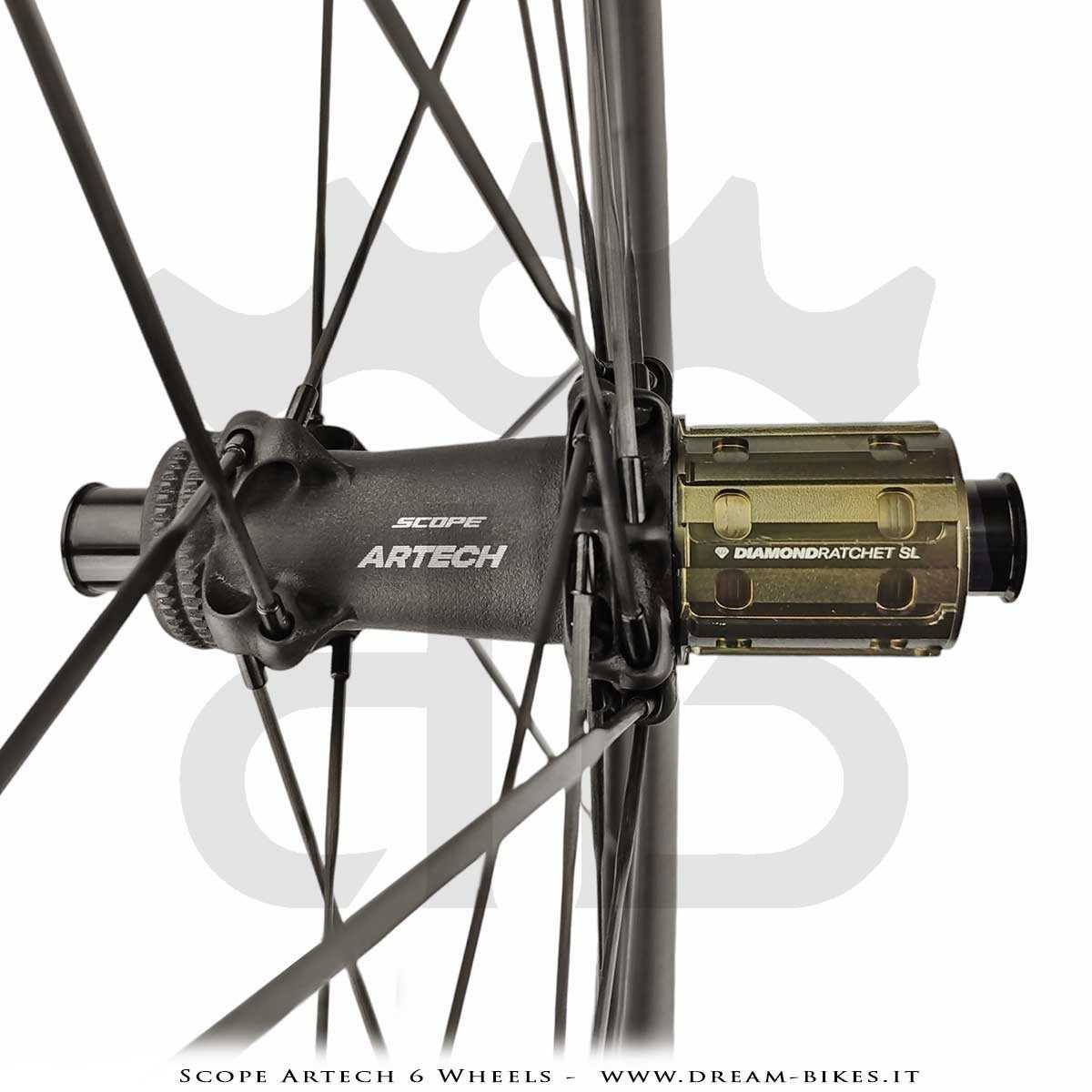 Scope Artech 6 Clincher-Tubeless Disc Road Wheels 65 mm Profile, 1244 gr.