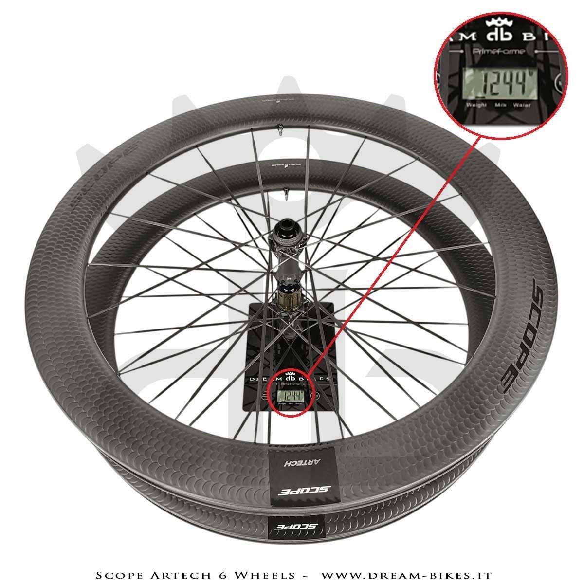 Scope Artech 6 Clincher-Tubeless Disc Road Wheels 65 mm Profile, 1244 gr.