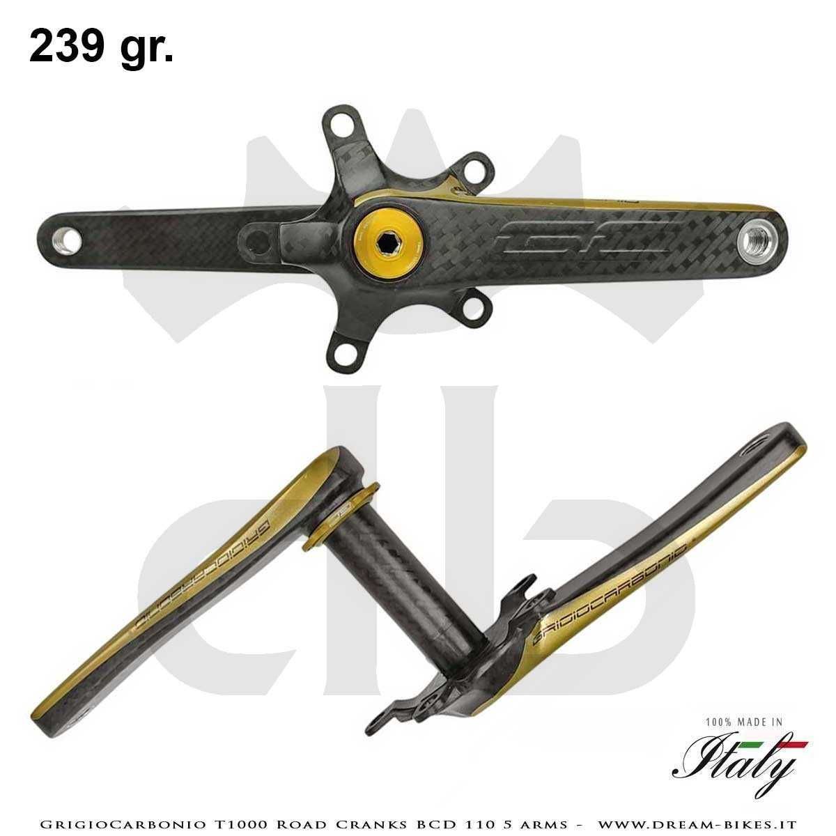 GrigioCarbonio Road T1000 BCD 110 mm Cranks - 5 Arms - 239 gr.