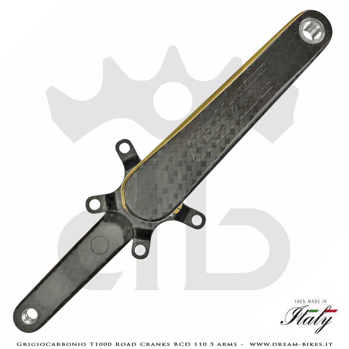 GrigioCarbonio Road T1000 BCD 110 mm Cranks - 5 Arms - 239 gr.