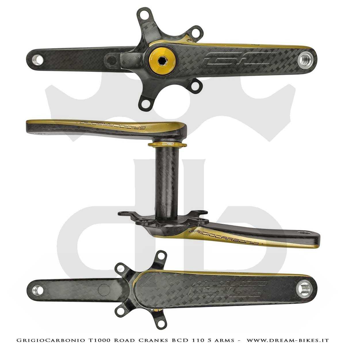 GrigioCarbonio Road T1000 BCD 110 mm Cranks - 5 Arms - 239 gr.