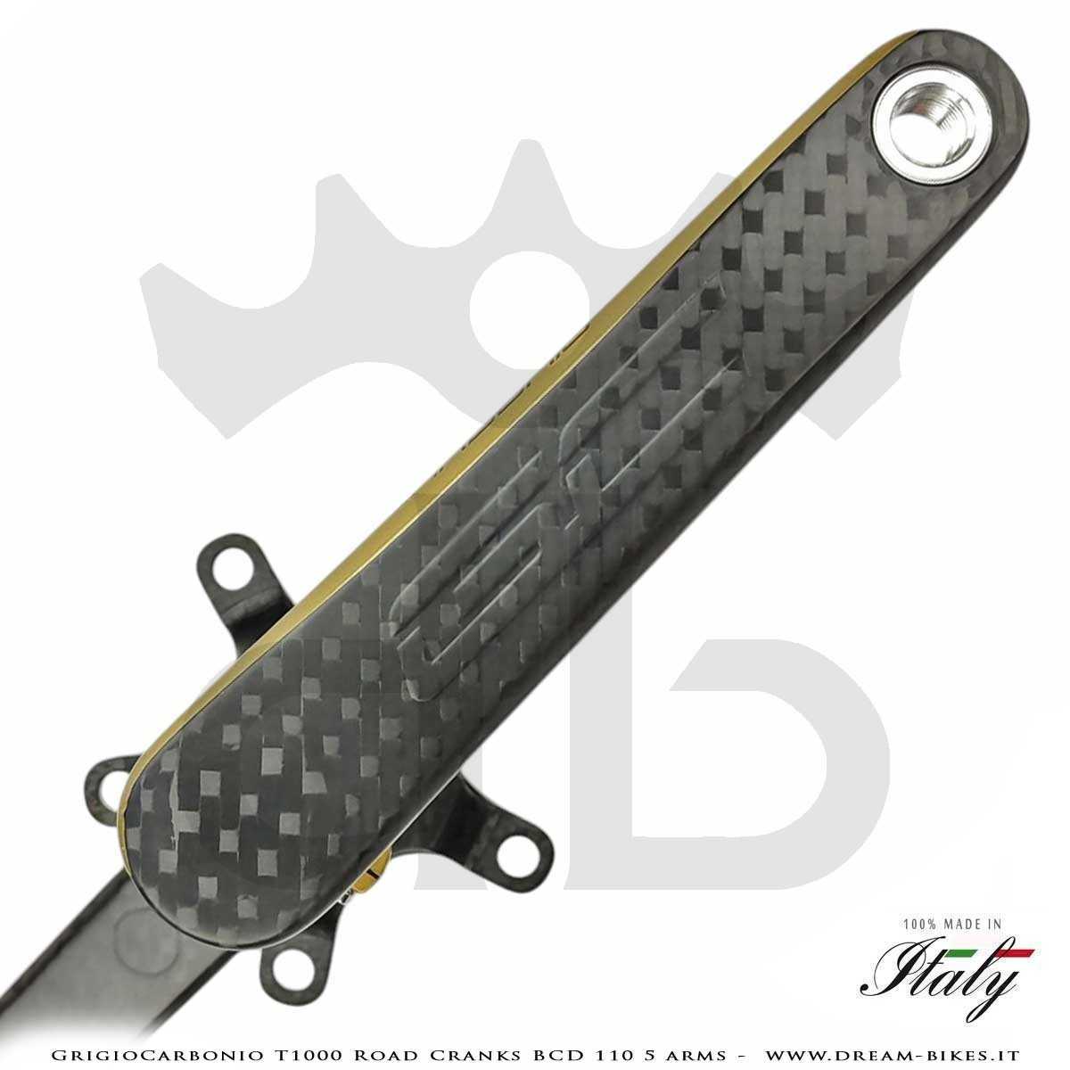 GrigioCarbonio Road T1000 BCD 110 mm Cranks - 5 Arms - 239 gr.